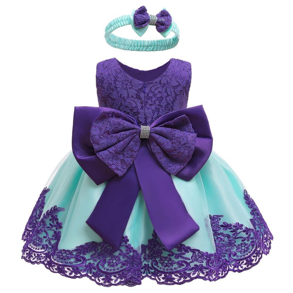 Robe de Noël moderne de luxe pour bébé fille, avec nœud, pour le 1er anniversaire de bébé.