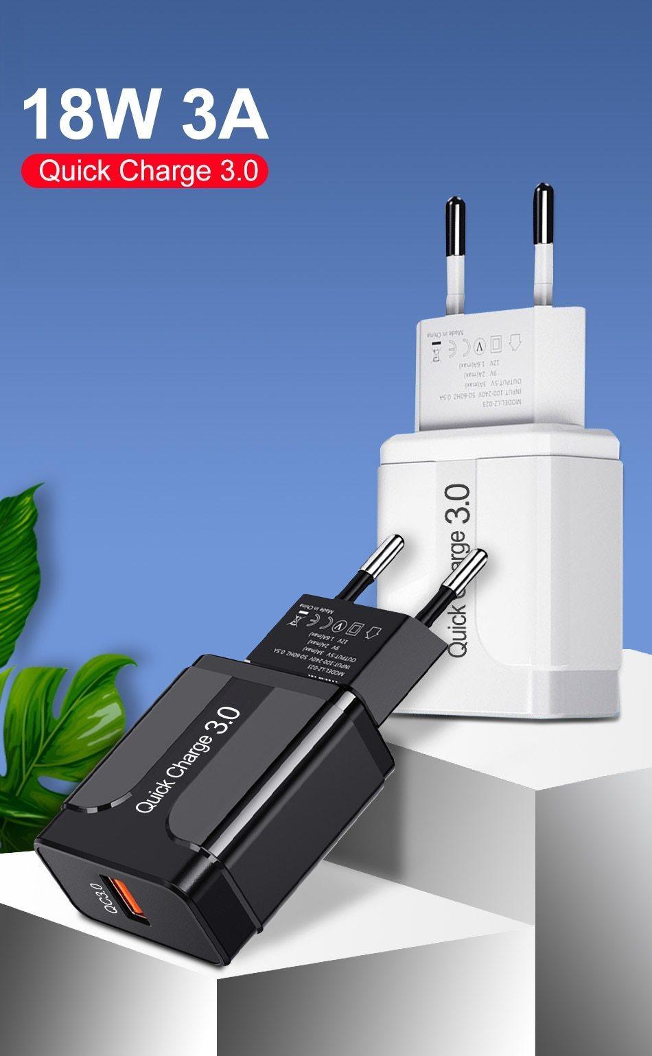Chargeur USB portable 18W Quick Charge 3.0 QC 3.0 4.0 Adaptateur de chargeur rapide/téléphone USB pour téléphones