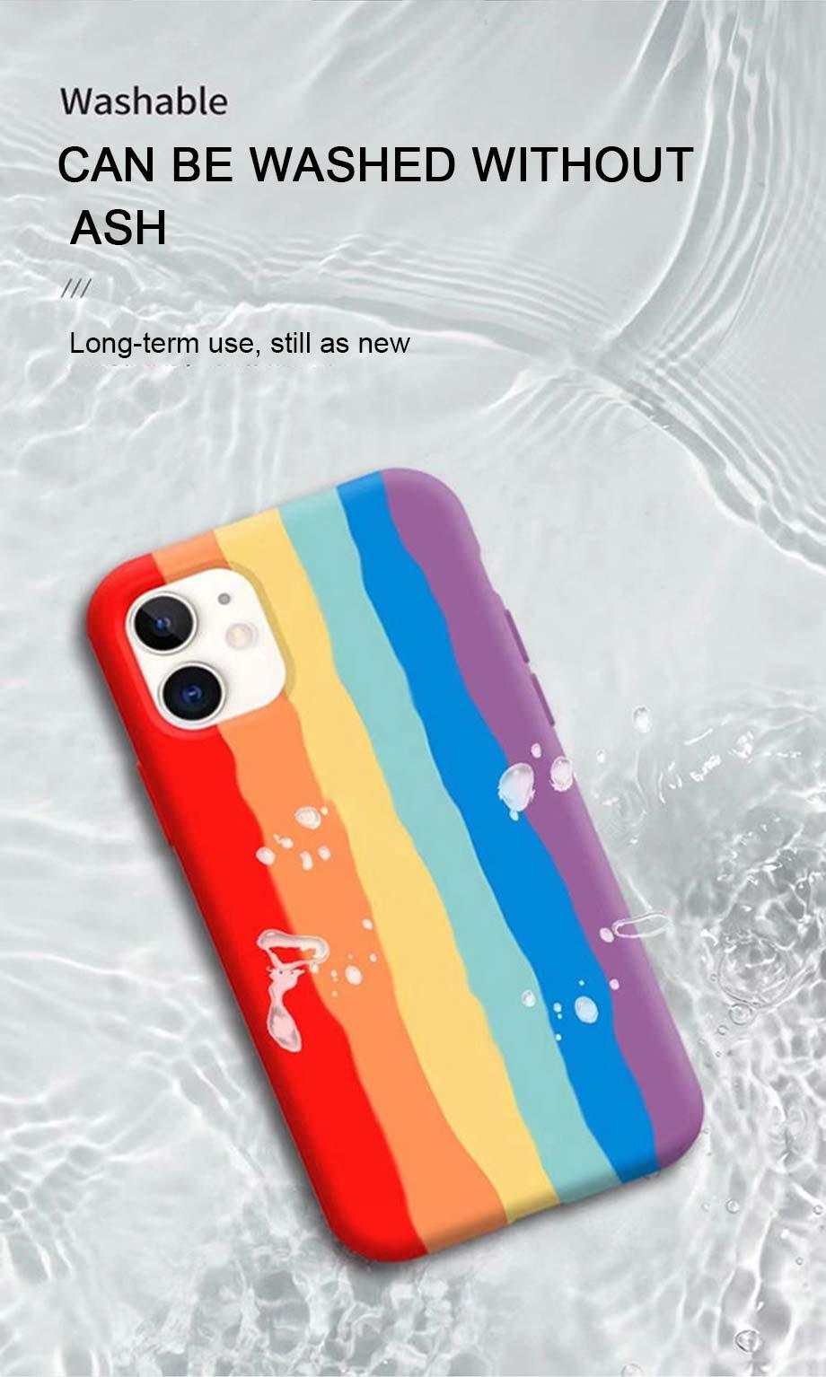 Coque en silicone de luxe arc-en-ciel pour iPhone 11 X Xr Xs Max Coque 12 11 Pro Max 6 6s 7 8 Plus Moderne Antichoc Coloré Coque Arrière en Silicone Souple Couverture Arrière Arc-en-ciel