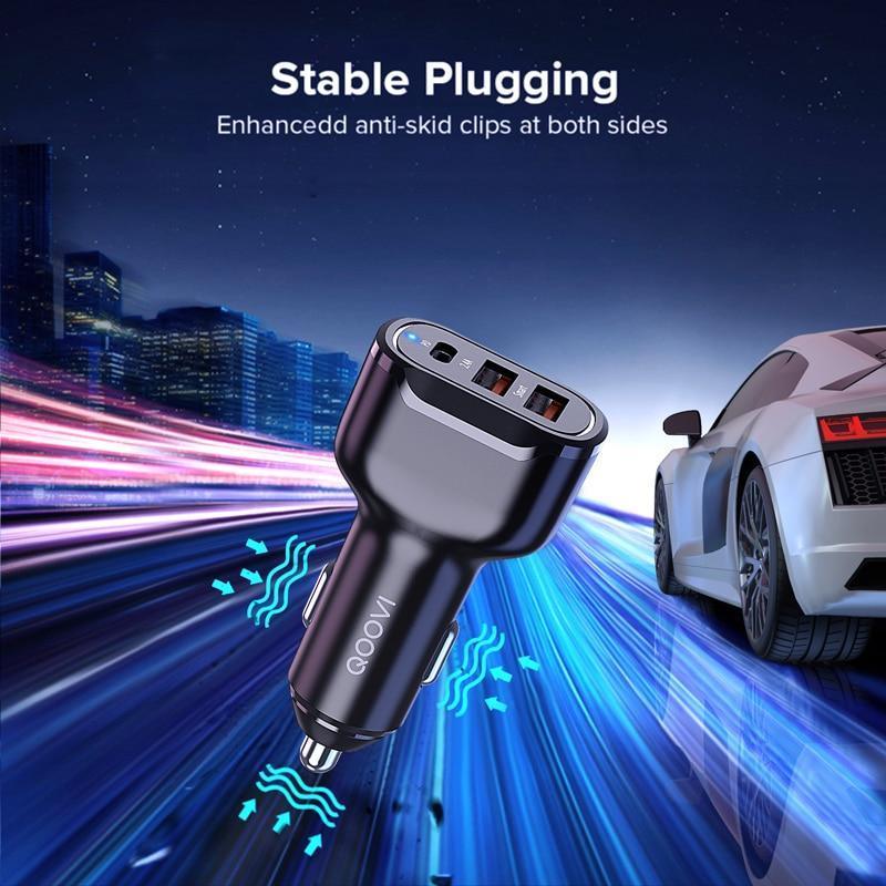 Chargeur de voiture universel 30 W PD 3 USB charge rapide QC3.0 Type C pour téléphones portables