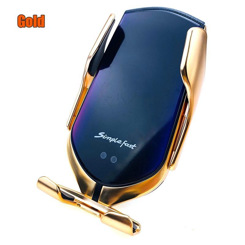 Chargeur sans fil de voiture de luxe moderne automatique Chargeur sans fil à induction infrarouge pour téléphones Argent/Or