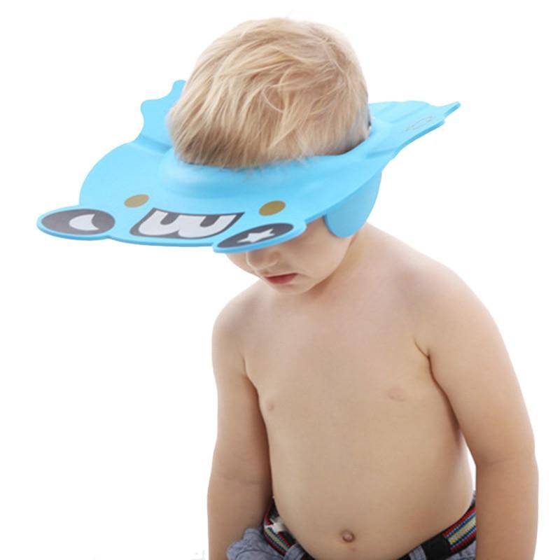 Chapeau Visière de Douche Bébé, Bonnet de Douche Enfant Réglable Doux Protection Mignonne Enfants Shampooing Sécurité Protection Accessoires de Salle de Bain