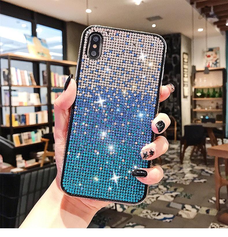 Coque de téléphone de luxe à paillettes scintillantes pour iPhone 14 13 12 11 Pro Max X Xr Xs 7 8 Plus, housse de protection tendance à paillettes étincelantes et strass avec étui souple pour iPhone