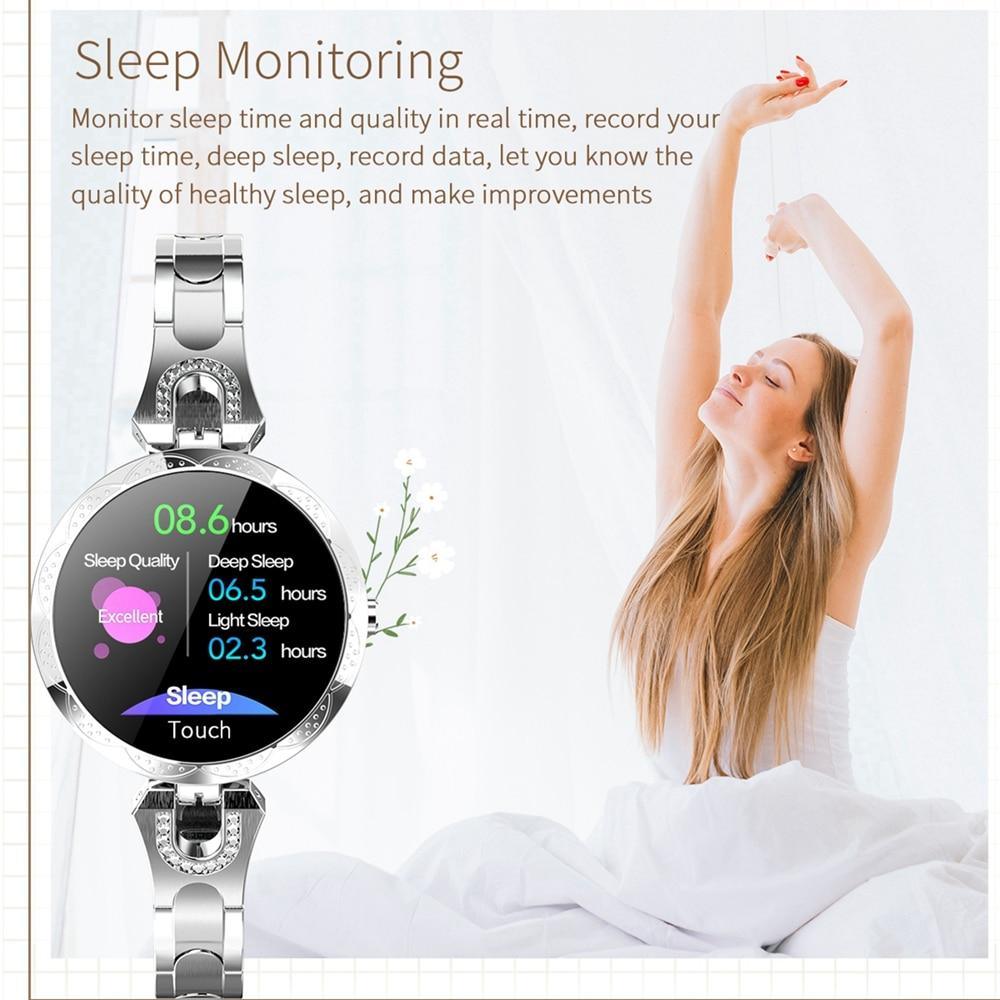 Montre connectée étanche pour femmes Moniteur de fréquence cardiaque Dispositif portable de sport Montre intelligente pour femmes Dames