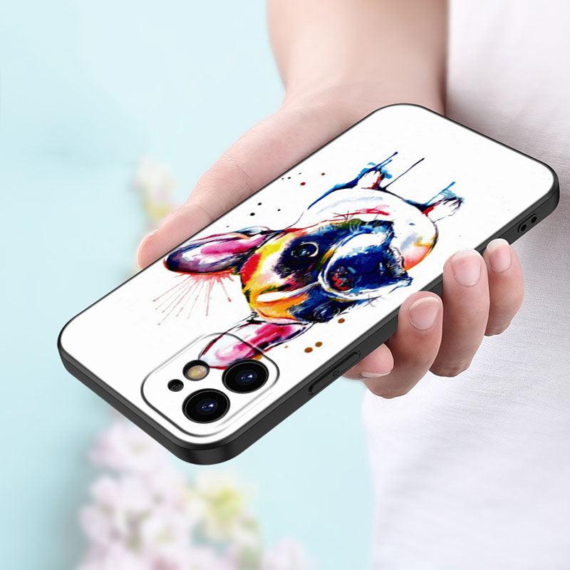 Coque de téléphone chiot bouledogue français mignon pour iPhone 14 13 12 Mini 11 Pro Max 7 8 Xr X Xs 7 8 Plus Se 2020 2022 Housse de téléphone mince transparente en silicone souple et élastique