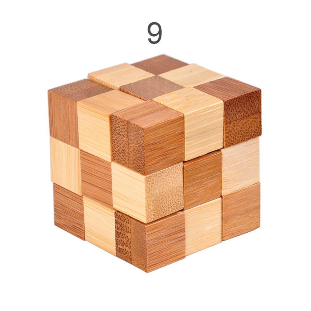 Casse-têtes 3D en bois imbriqués (12 styles) – Jeu en bambou petite taille pour adultes et enfants