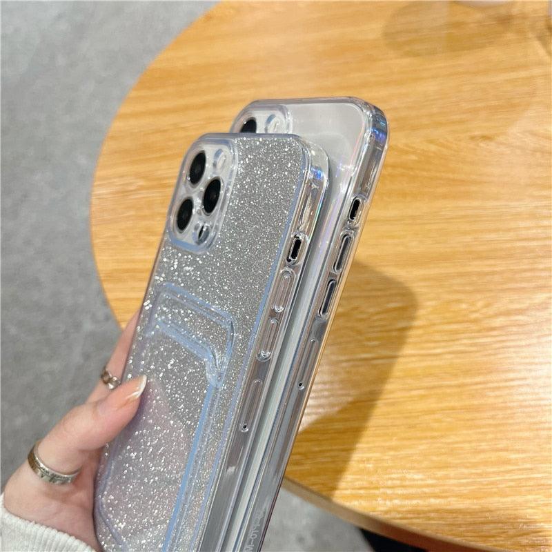 Étui Souple Transparent Unique pour iPhone 13 11 12 Pro Max avec Porte-Cartes et Dégradé, Couleurs Magnifiques, Protection Antichute