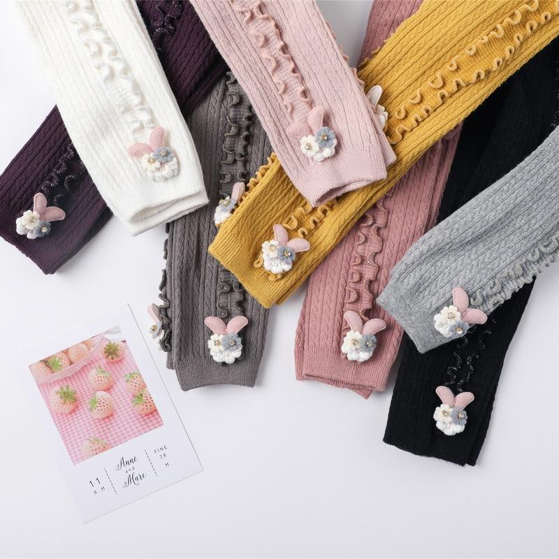 Pantalon Enfant - Joli Lapin Coloré - Legging Confortable en Tricot pour Bébés Filles
