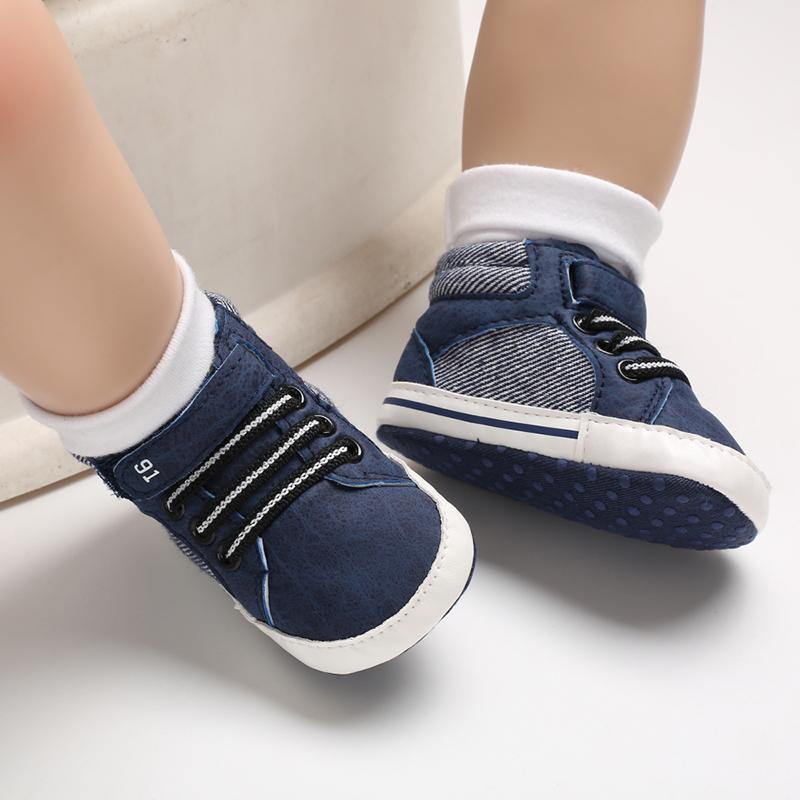 Chaussures à semelle souple pour nouveau-nés (0-18 mois), bottines à lacets pour garçons, baskets, cadeau idéal pour bébé
