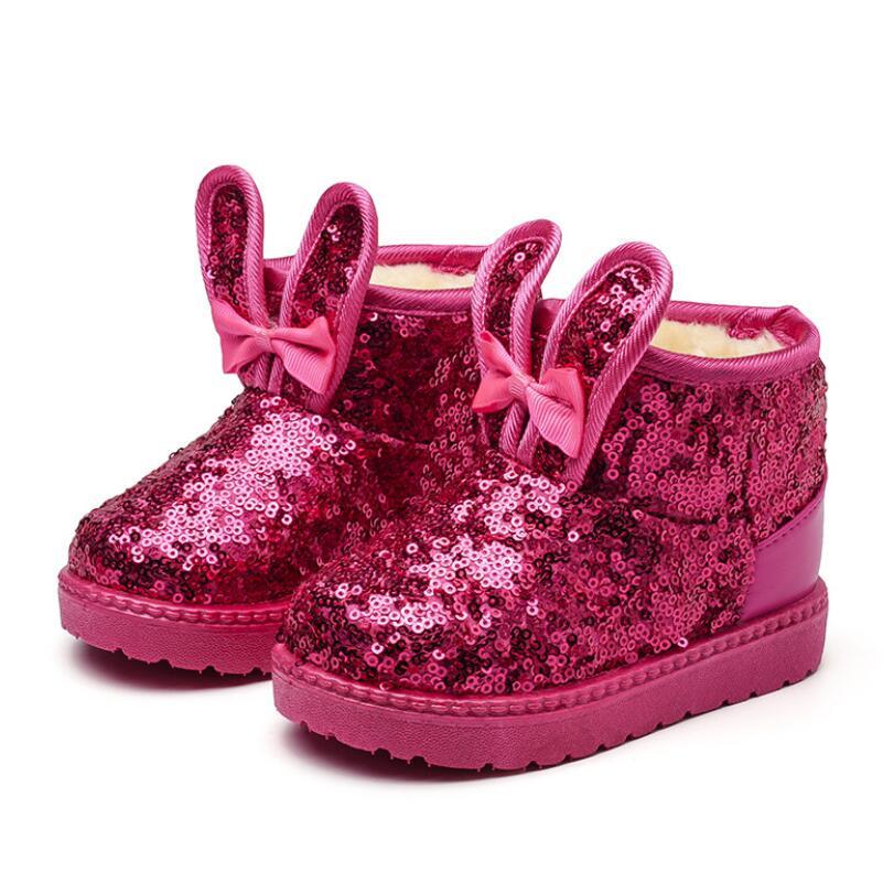 Bottes de neige chaudes pour enfants, nouvelles chaussures d'hiver pour petites princesses, antidérapantes, à bout rond plat, adorables bottes pour bébés filles