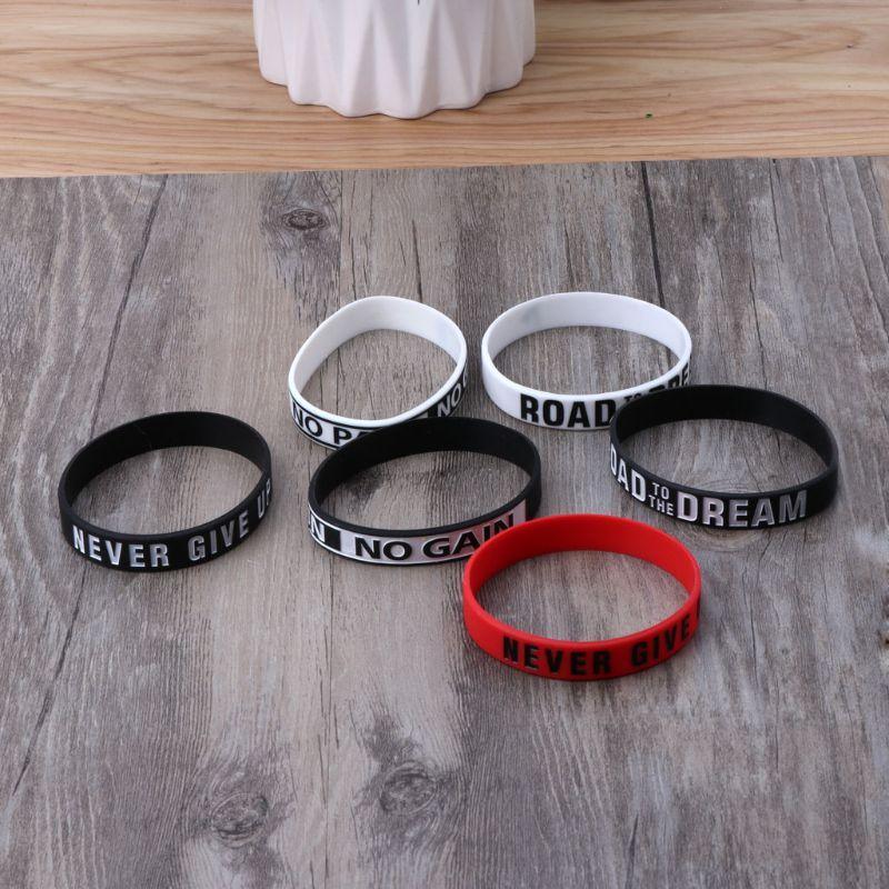 Bracelets Motivants en Caoutchouc de Silicone "Never Give Up" – Cadeau Idéal pour Hommes et Femmes, Style Tendance Cool