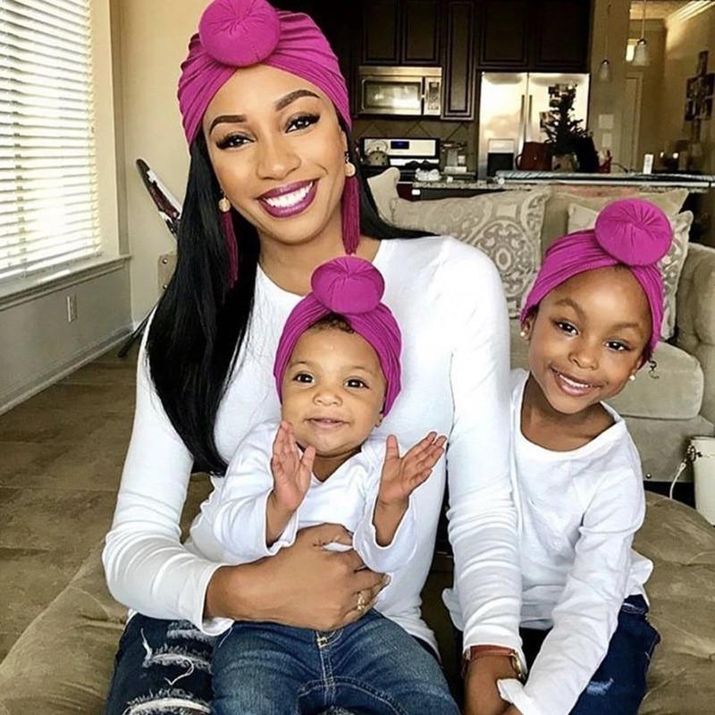 Chapeau Turban en Coton Doux pour Nouvelle Maman et Bébé, Bonnet Élastique pour Tout-Petit, Bébé Fille et Femme