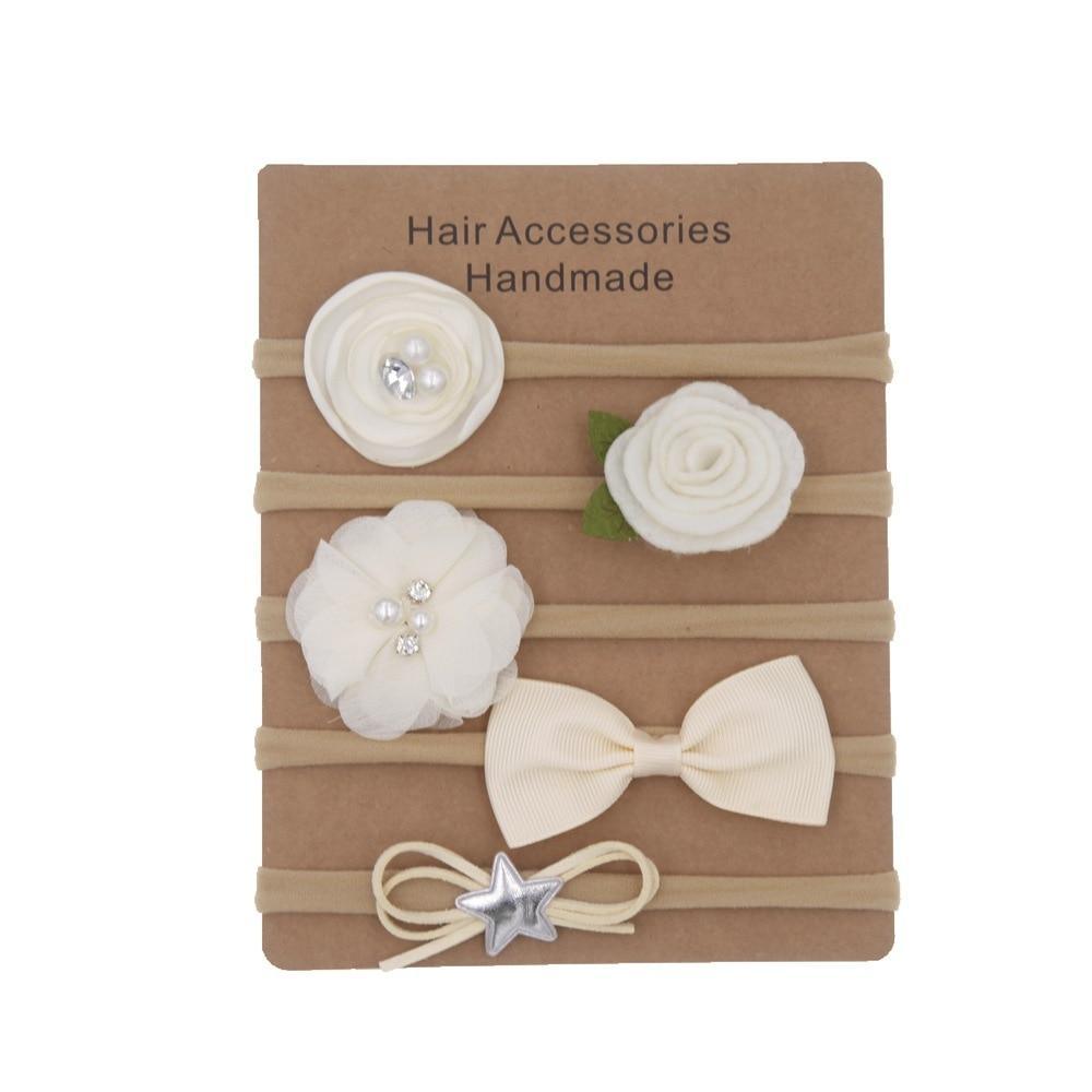 Lot fait main bandeau bébé nœud uni fleur nœud papillon enfants nylon élastique bandeaux doux faits à la main pour filles accessoires de cheveux