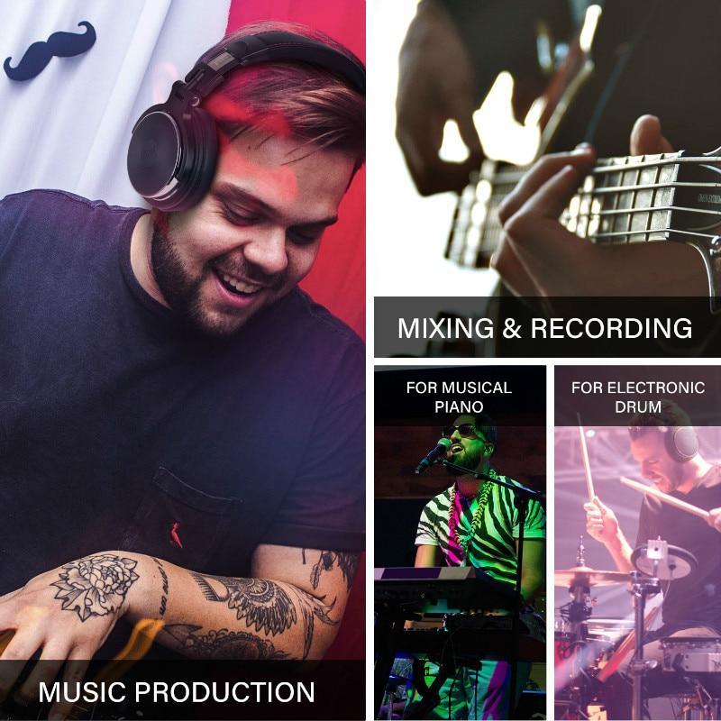 Casque DJ professionnel filaire STEVVEX avec microphone, supra-auriculaire, moniteur HiFi, pour téléphone et PC