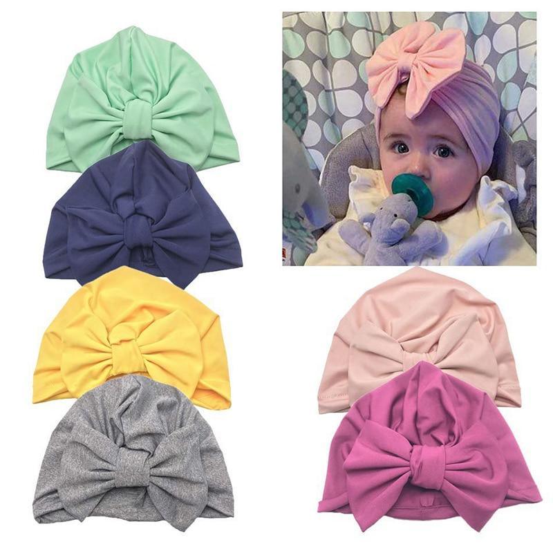 Bandeau de luxe moderne pour bébé avec nœud imprimé en coton extensible, turban, bandeau pour bébé, bonnet, pour bébés et enfants