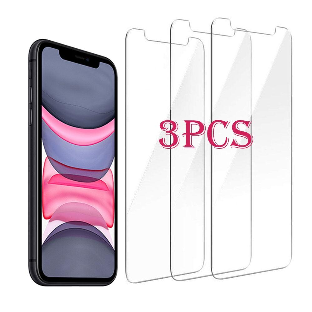 3 pièces pour iPhone 12 13 Mini 14 Pro Max Film de protection d'écran en verre pour iPhone XR XS SE 2022 6 7 8 Plus 13 Pro Max Verre non entièrement incurvé anti-explosion film de protection d'écran en verre trempé pour iPhone
