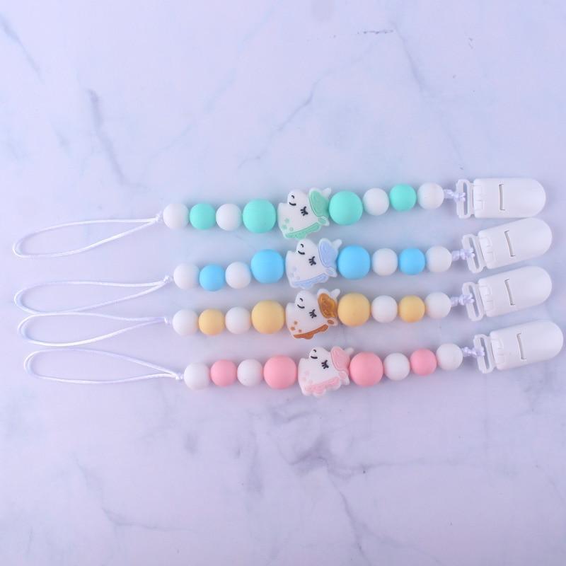 Attache-sucette pendentif animal fait main, porte-tétine pour bébé.