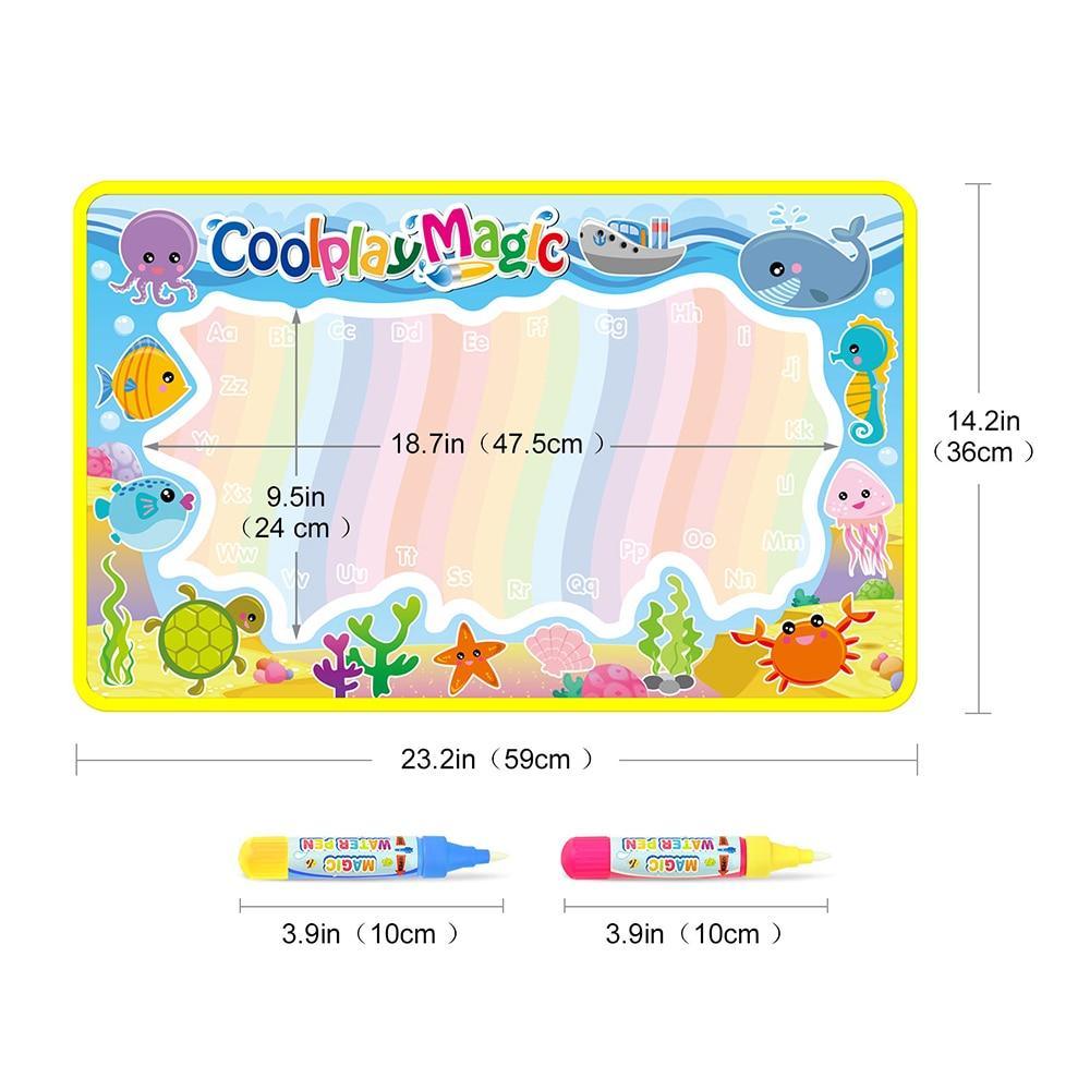 Tapis de Dessin à l'Eau Magique et 2 Stylos, Tableau de Gribouillage, Livres de Coloriage, Jouets Éducatifs pour Enfants