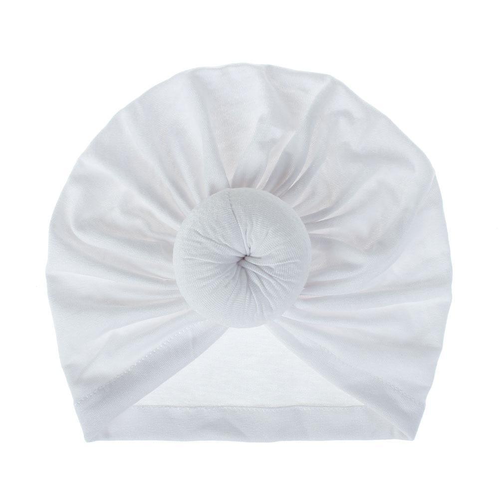 Turban pour bébé fille en coton tricoté, fait main avec fleur plissée, style élégant