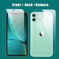 3-en-1 Lot de 2 films de protection d'écran en verre trempé pour iPhone 12 11 Pro Max Mini, Protection Avant + Arrière + Objectif pour iPhone 13 Pro Max - Film en verre trempé de qualité supérieure - Clarté HD - Anti-traces de doigts/rayures pour iPhone