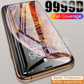 Verre de protection intégral 9999D pour iPhone 11 12 Pro XS Max X XR 12 mini, protection d'écran pour iPhone 8 7 6 6S Plus, film en verre trempé, coque de protection avant en verre trempé intégral pour iPhone