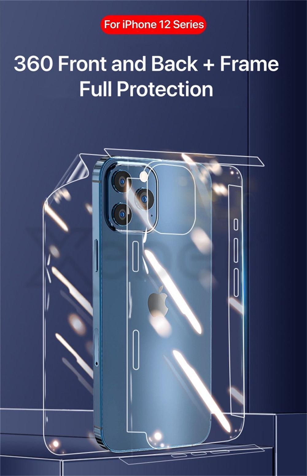 Film protecteur avant et arrière 360 Full Body pour iPhone 14 13 Pro Max 12 Film trempé Premium HD Clarté Anti-empreintes digitales/rayures Film de protection d'écran 11 Mini Coque ultra fine mate transparente