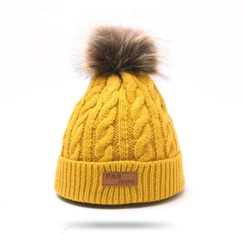 Bonnet bébé moderne chaud avec pompon - Chapeau pour enfants tricoté mignon pour filles, élégant pour l'hiver