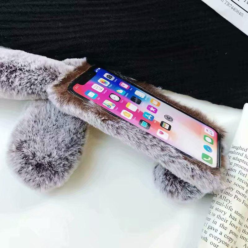 Coque de téléphone souple et légère en forme de lapin mignon et poilu, pour iPhone 12 mini 11 Pro Max, XS MAX XR, Cadeaux pour filles