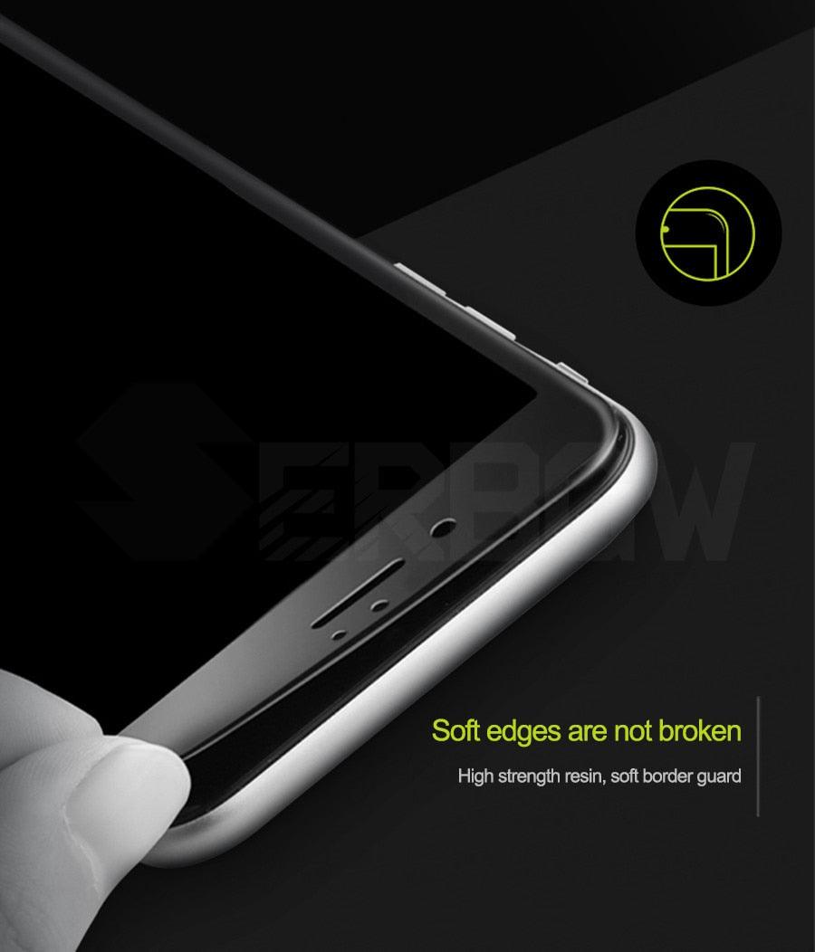 Verre trempé incurvé 9D à couverture complète pour iPhone 7 8 Plus avec bord souple, protection d'écran en verre trempé pour iPhone 7 8 6 6S Plus Film de protection d'écran en verre trempé