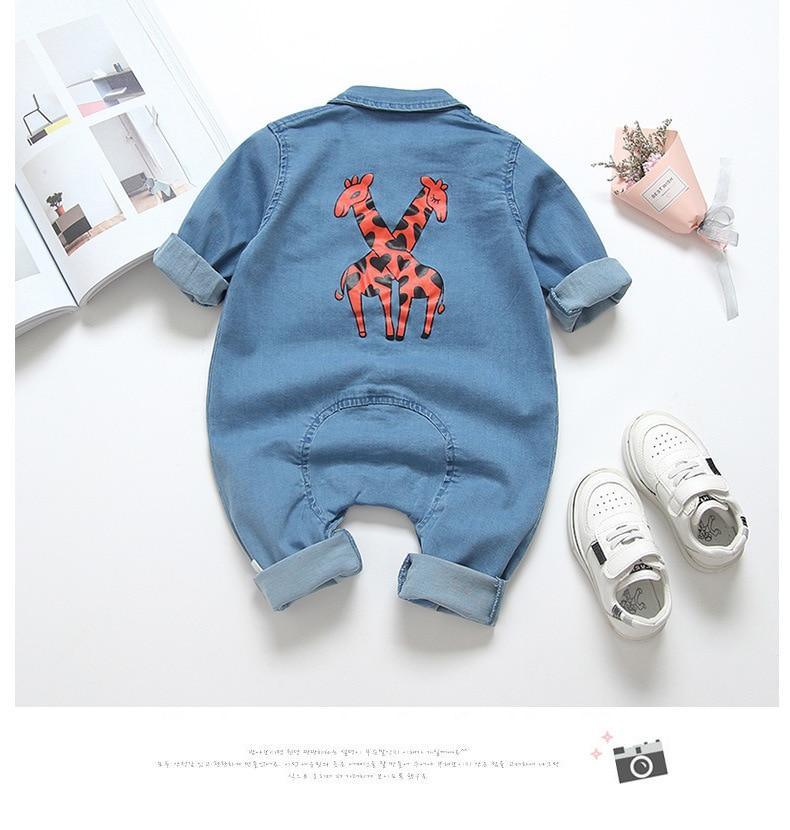 Barboteuse et salopette modernes style jean pour nouveau-né, combinaison de dessin animé, vêtements pour bébé garçon