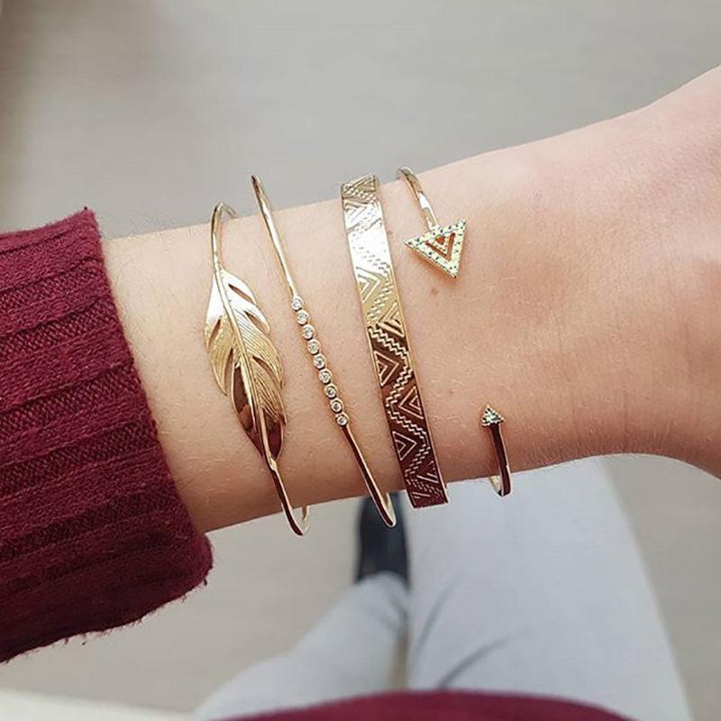 Lot de 5 bracelets de luxe modernes en or et cristal pour femmes, style punk bohème, cadeau de bijoux de plage
