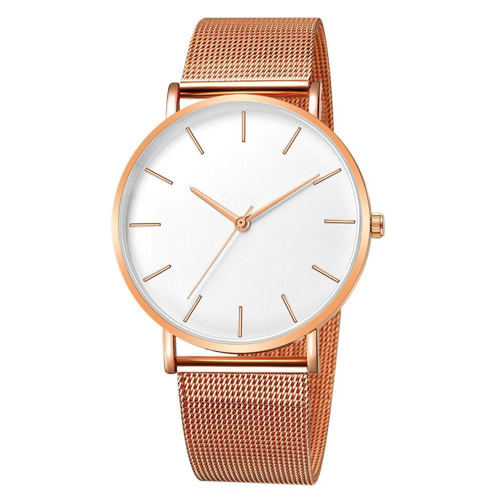 STEVVEX Montre Femme Or Rose  Style Bracelet Maille Ultra-Fin Mode Luxe Montres-Bracelets pour Femmes et Filles