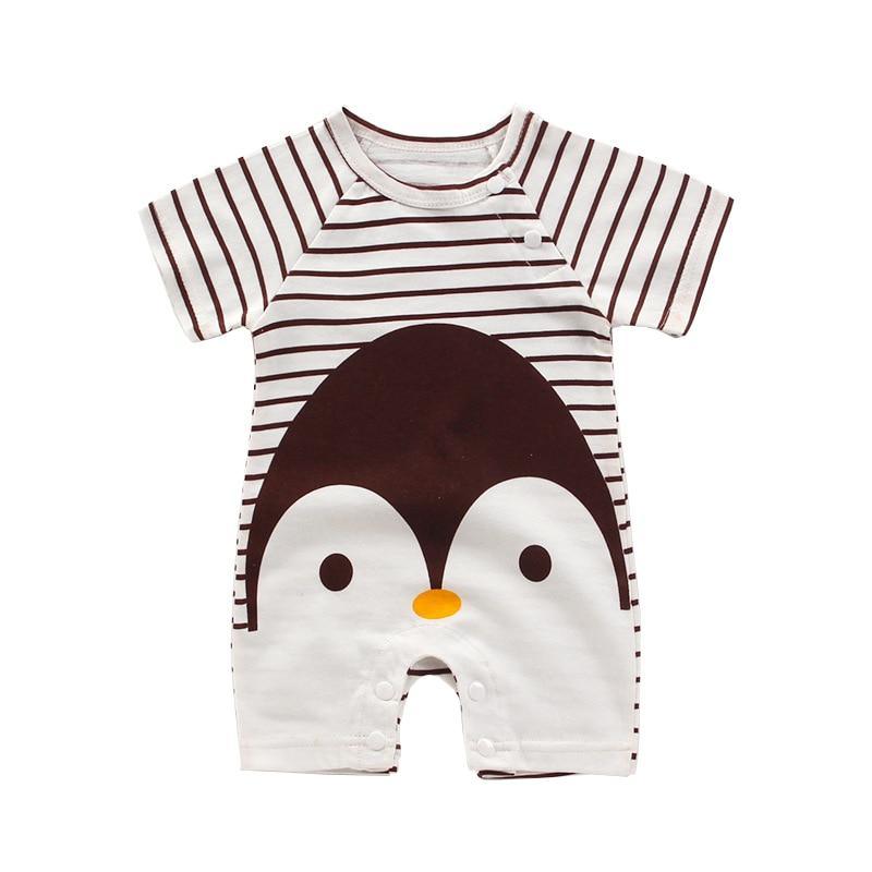 Grenouillère Bébé Été Barboteuse Imprimé Animal de Dessin Animé Fille et Garçon Costume en Coton Combinaison Nouveau-né