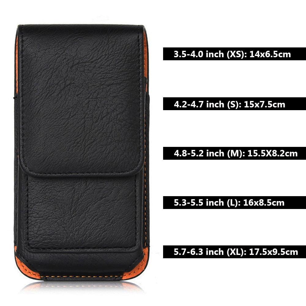 Étui universel en cuir pour iPhone Étui vertical en cuir PU pour hommes avec clip ceinture pour iPhone Sac banane avec clip ceinture pour téléphone portable de 3,5 à 6,3 pouces Housse de téléphone