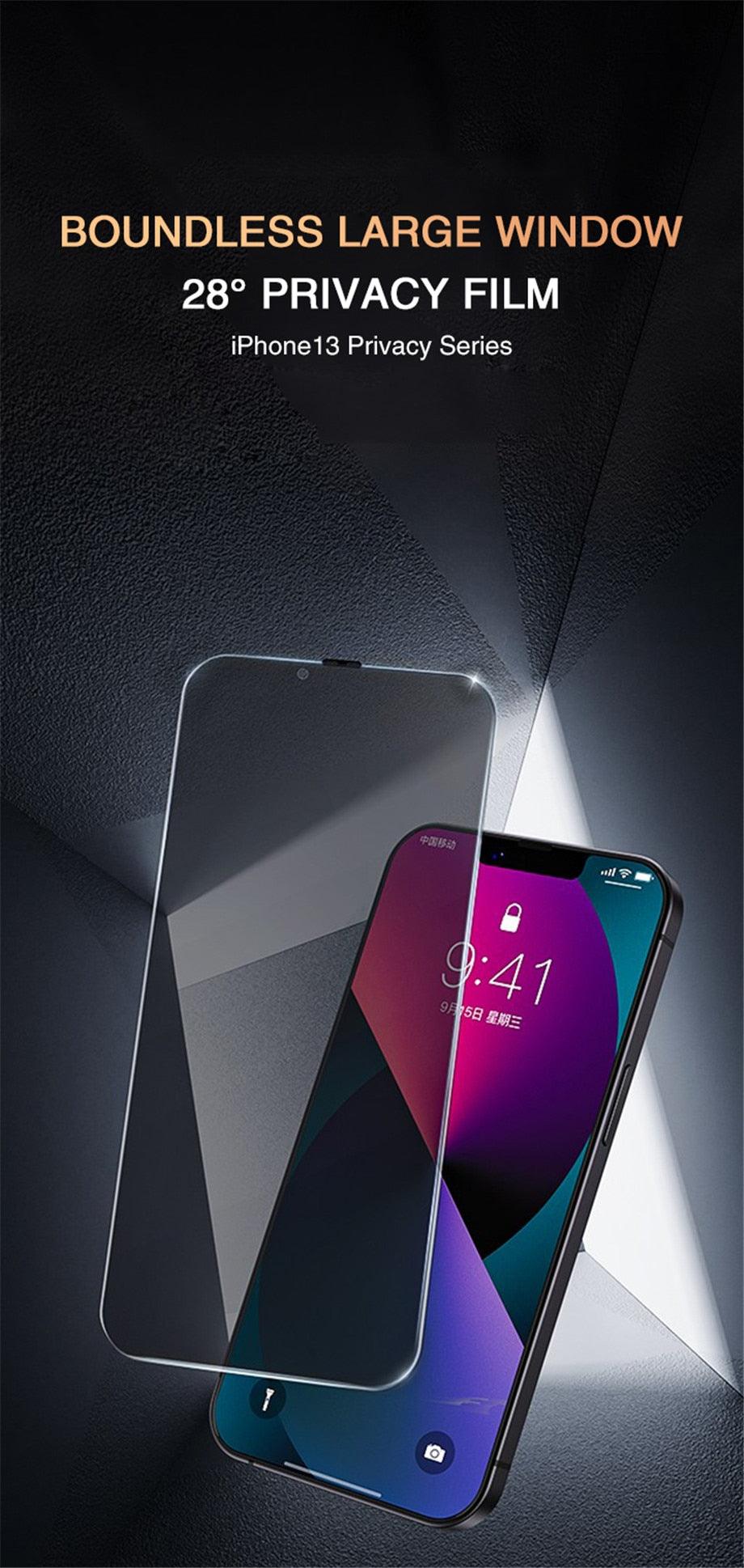 Protection d'écran anti-espion pleine couverture pour iPhone 11 12 13 PRO MAX Verre de confidentialité pour iPhone 14 Pro 8 Plus XS Max XR Verre trempé anti-espion Protecteur d'écran de confidentialité pour iPhone