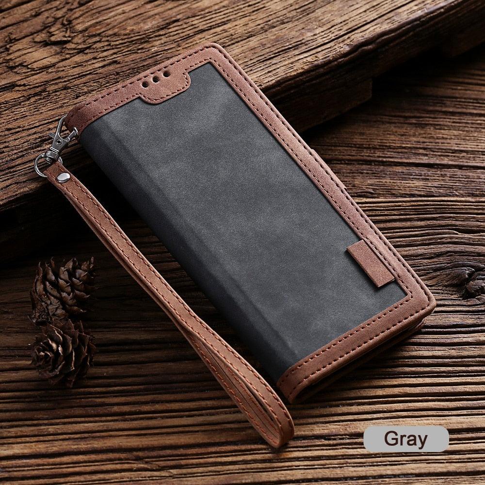Étui portefeuille de luxe en cuir magnétique à rabat pour iPhone 14 13 12 Mini 11 Pro SE, avec porte-cartes, béquille, fentes pour cartes et argent, protection intégrale à 360°