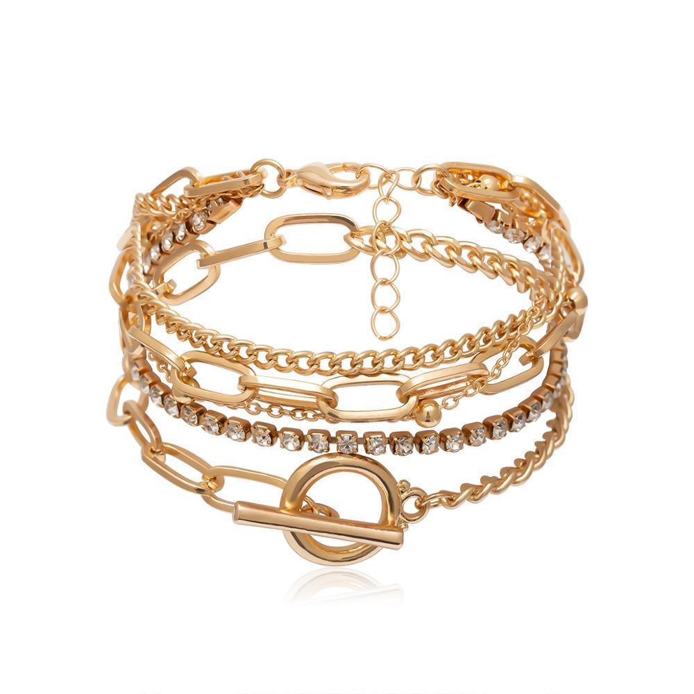 Bracelets et joncs bohèmes géométriques multi-couches en cristal, breloque, bracelet ajustable pour femmes, cadeaux de bijoux de luxe