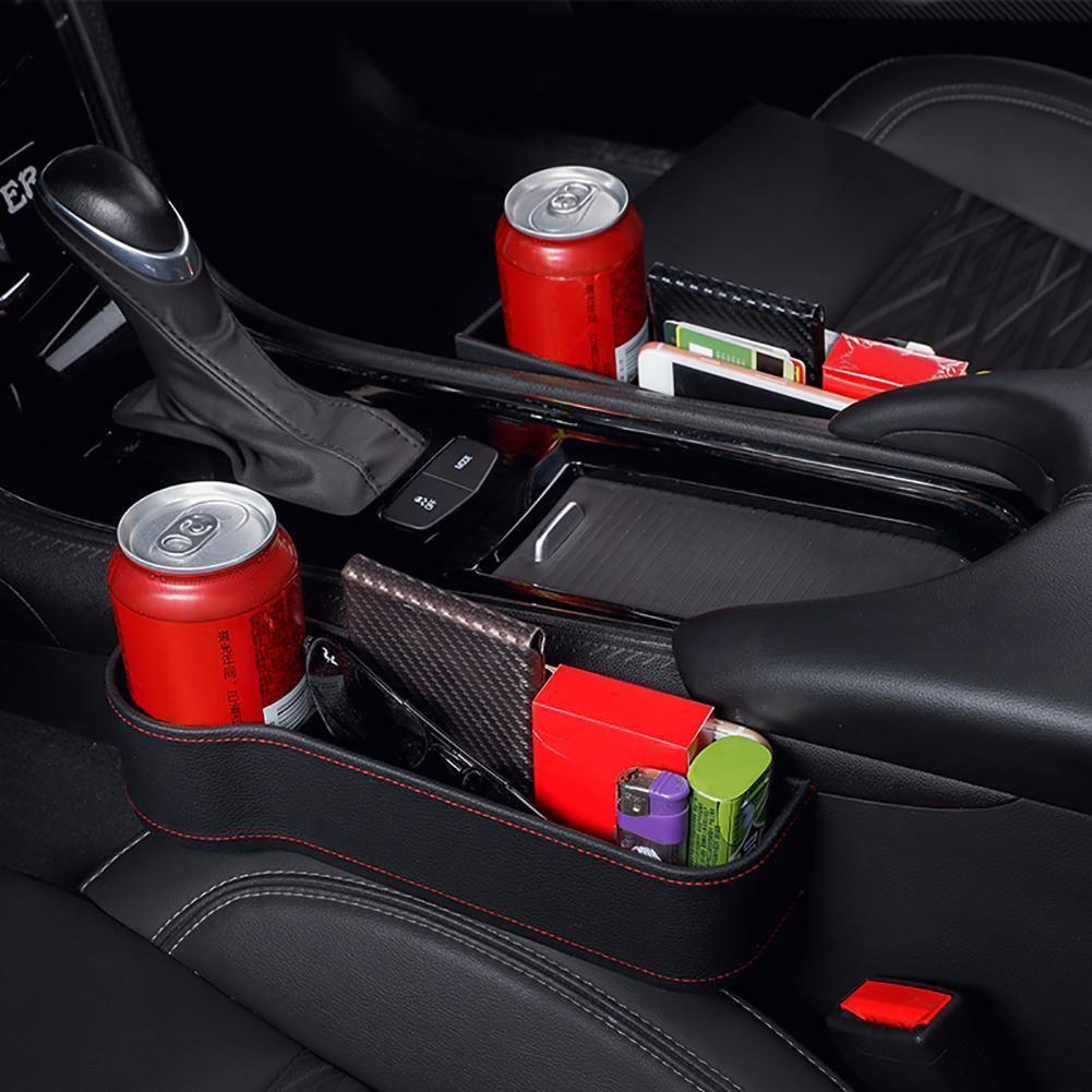 Boîte de rangement multifonctionnelle pour siège de voiture, boîte de rangement en cuir PU, organisateur de téléphone, porte-bouteilles et gobelets, accessoires de voiture