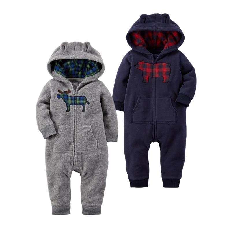 Grenouillère polaire moderne de haute qualité pour nouveau-né, barboteuse de garçon, grenouillère à capuche avec oreilles d'ours pour enfants
