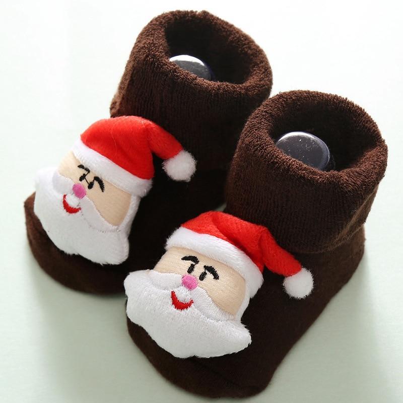 Chaussettes de Noël modernes de luxe pour enfants avec poupée, bébé, chaud, élan, antidérapantes, nouveau-né, pour nourrissons et tout-petits.