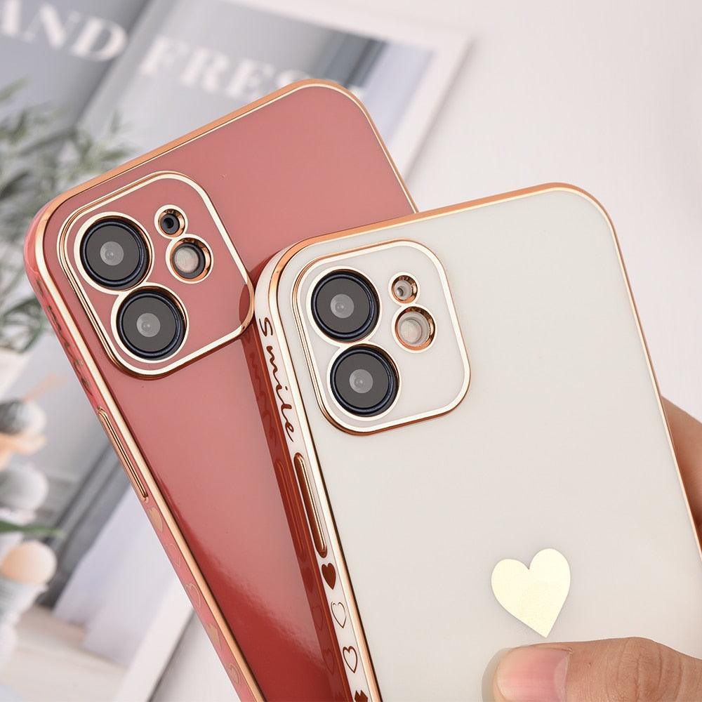 Coque de téléphone élégante pour femme pour iPhone 13 14 Pro Protection d'objectif d'appareil photo pour iPhone 12 11 Pro Max 14Plus Étui antichoc Pare-chocs luxueux Motif mignon Femmes Filles Coque d'appareil photo antichoc en silicone souple
