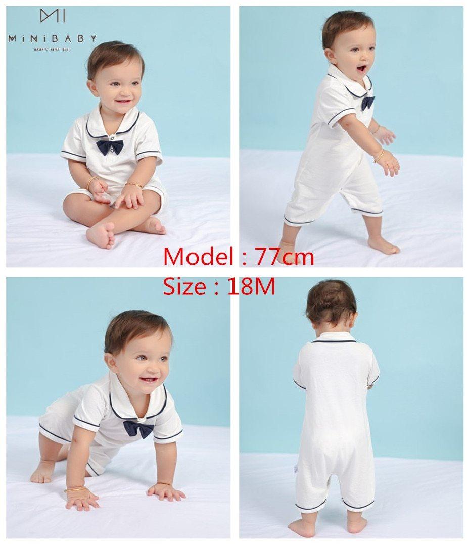 Barboteuses Bébé Été Garçon fille 100% Coton Barboteuse Gentilhomme Salopette Enfant en bas âge pour Garçons
