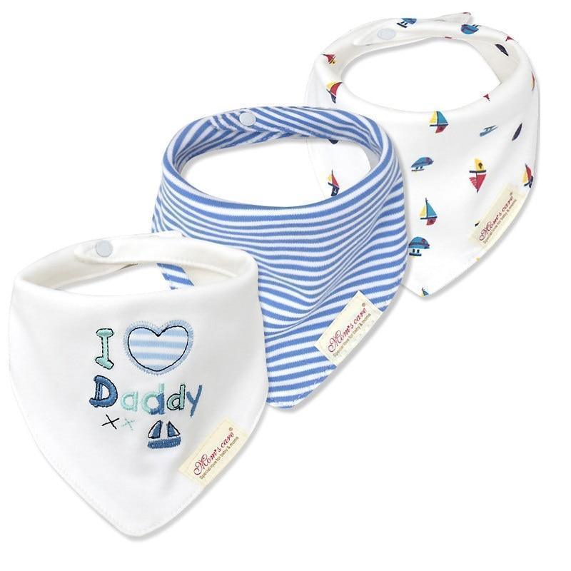 Bavettes bandanas pour bébé Moder, lot de 3 en coton, motifs triangulaires variés pour bébés garçons et filles