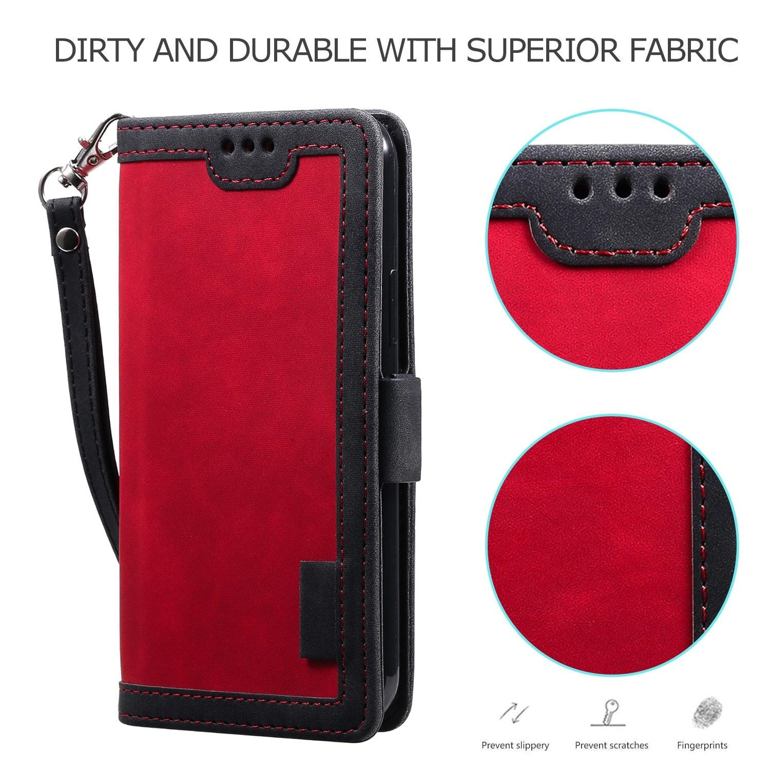 Étui portefeuille de luxe en cuir magnétique à rabat pour iPhone 14 13 12 Mini 11 Pro SE, avec porte-cartes, béquille, fentes pour cartes et argent, protection intégrale à 360°