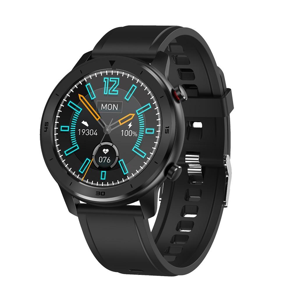 Montre connectée ronde moderne à écran tactile pour hommes, style business de luxe, avec protection étanche IP68 et moniteur de fréquence cardiaque et de tension artérielle, autonomie de 5 jours