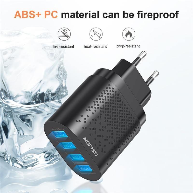 Chargeur USB Portable 3A Charge Rapide 3.0 Chargeur de Téléphone Mobile 4 Ports 48W Chargeurs Muraux Rapides