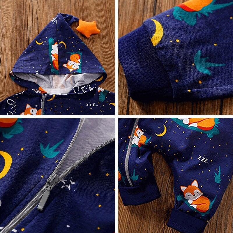 Barboteuses Bébé Combinaisons Chaudes Motif Animaux de Dessin Animé Vêtements à Capuche Zippés Salopette Pour Filles et Garçons Au Design Imprimé Moderne