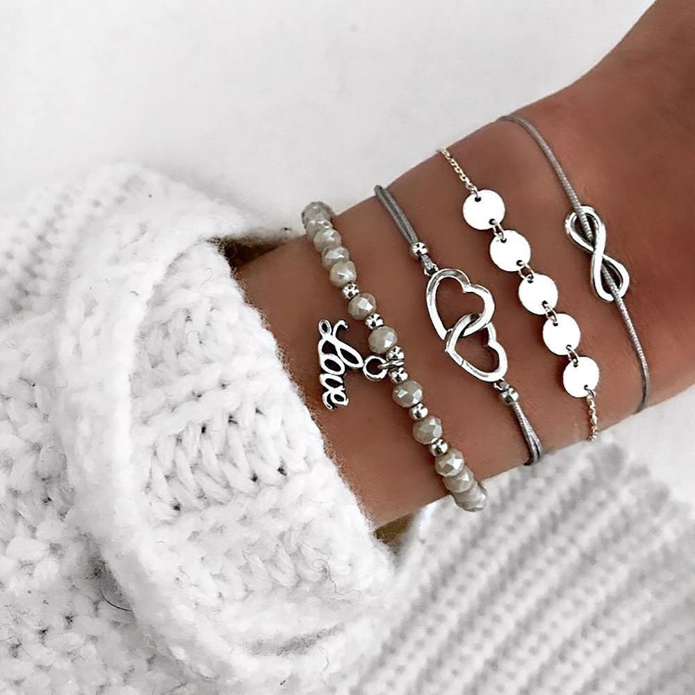 Bracelets et joncs femme Boho Rose Map Breloques rondes bohème Bracelet multicouche tendance Accessoires Bijoux de luxe