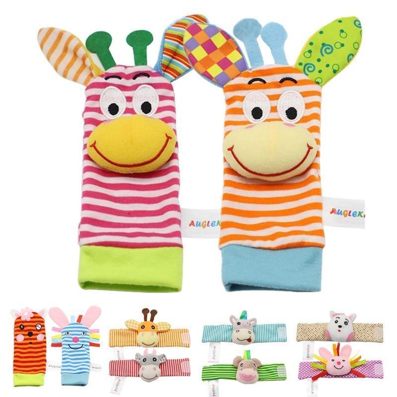 Hochets de poignet colorés Chaussettes pour bébé Jouets hochet Chaussettes pour les pieds Jouet éducatif Cadeau de haute qualité pour bébés