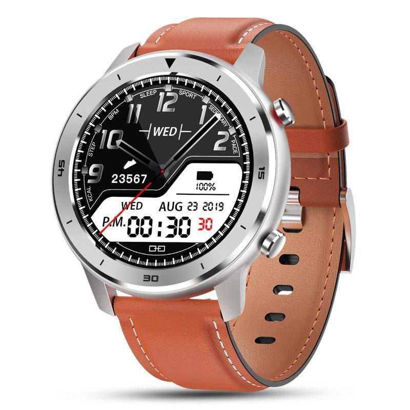 Montre connectée ronde moderne à écran tactile pour hommes, style business de luxe, avec protection étanche IP68 et moniteur de fréquence cardiaque et de tension artérielle, autonomie de 5 jours